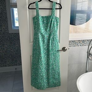 Coco Shop Long Slip Dress in Green with Purple Limes
